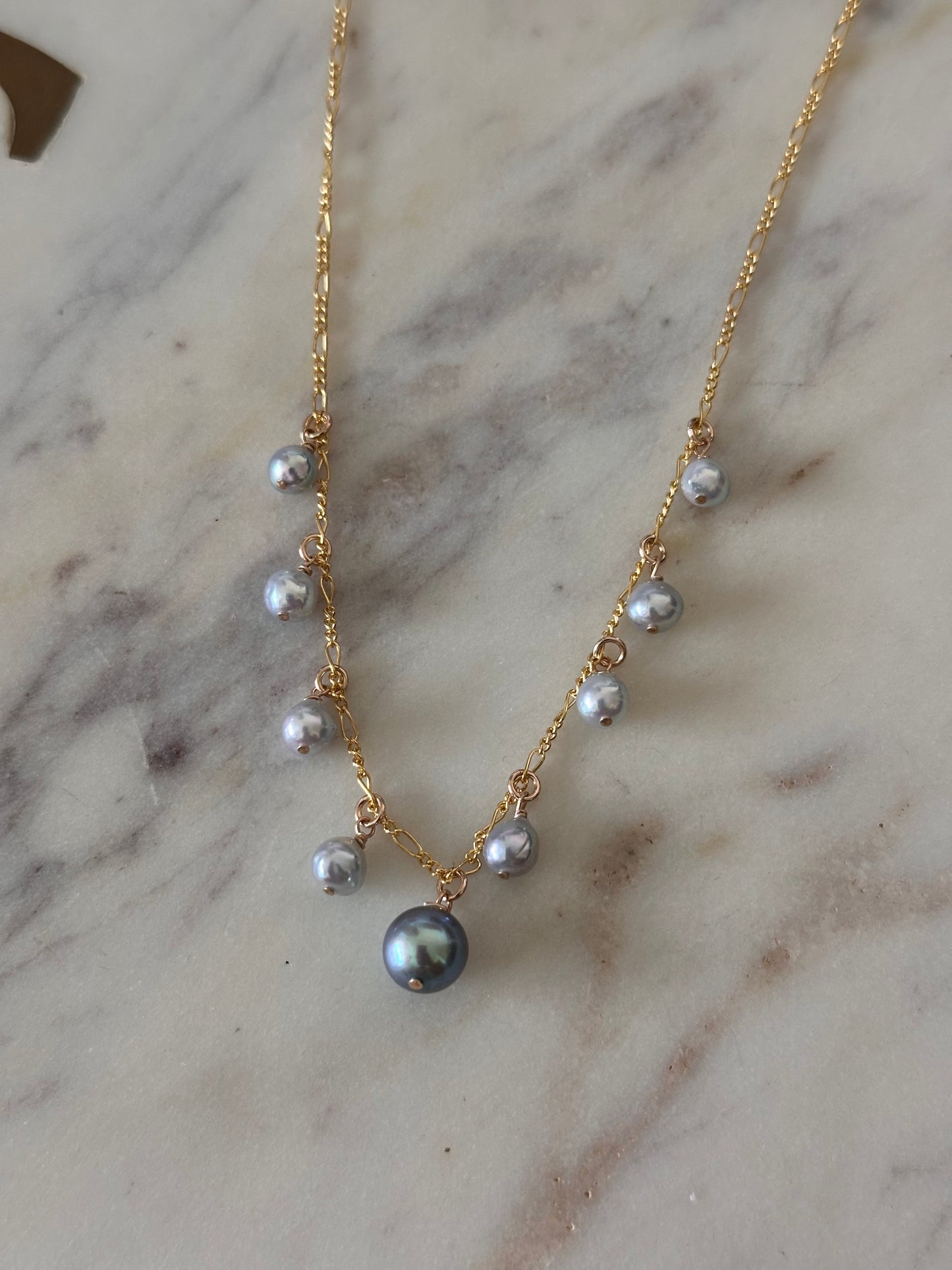Blue Akoya necklace
