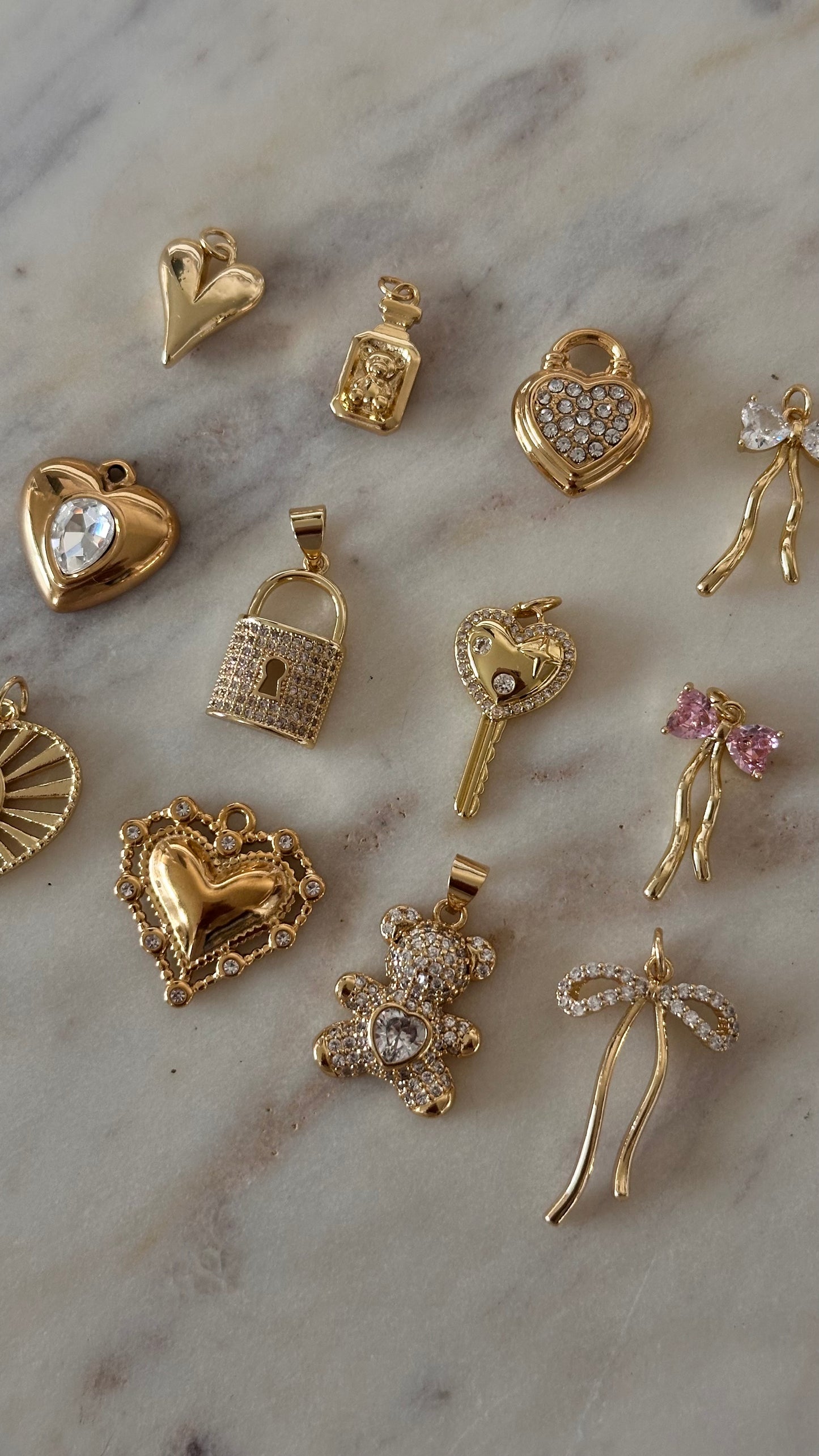 Charm Bar Heart + Bow Charms