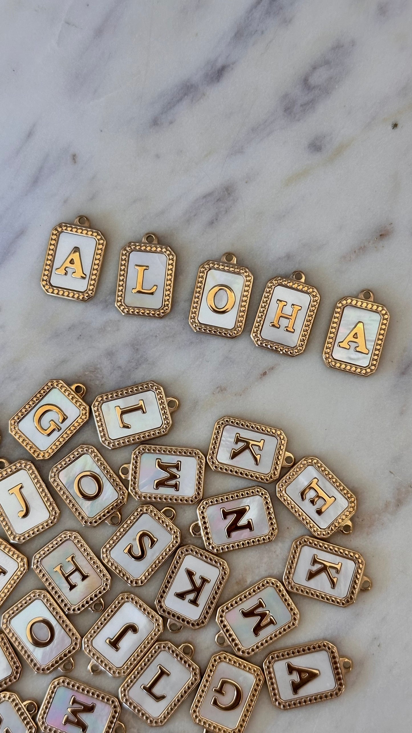 Charm Bar Mother of Pearl Letters