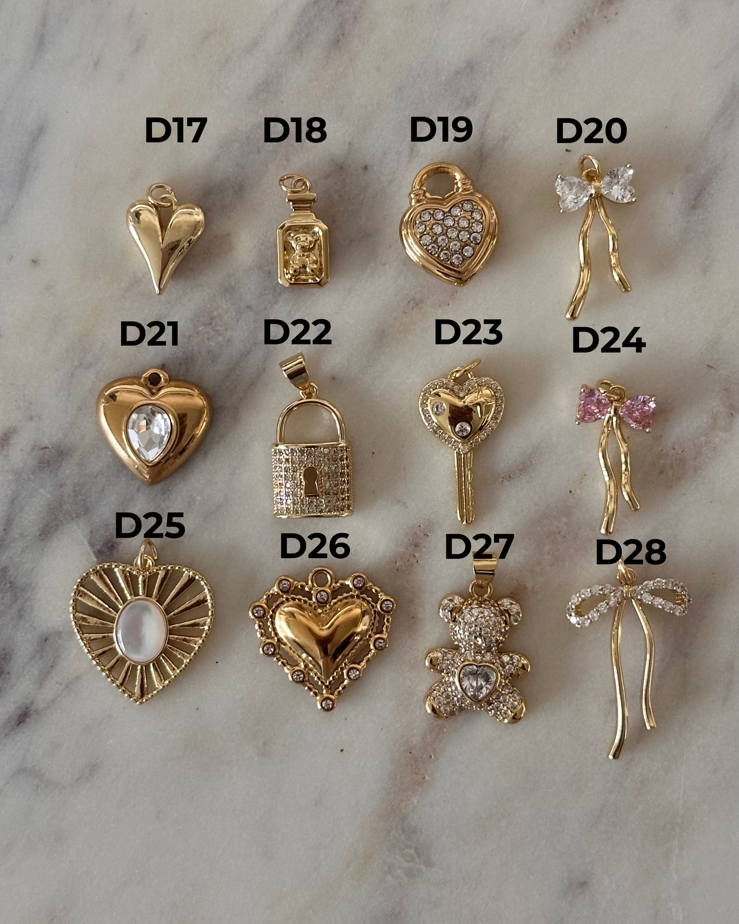Charm Bar Heart + Bow Charms