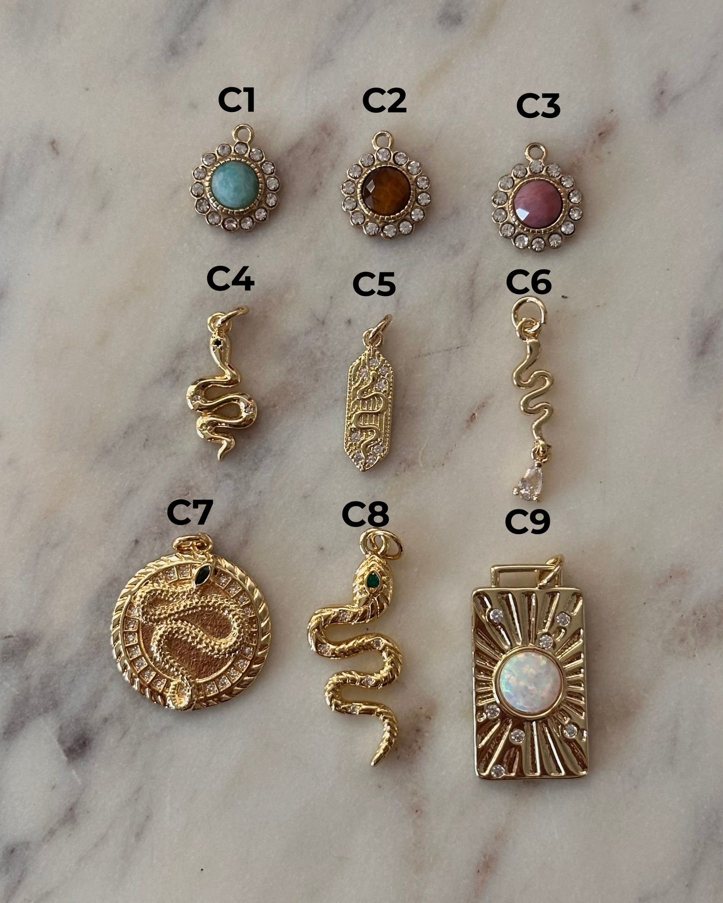 Charm Bar Snake + Stone Charms