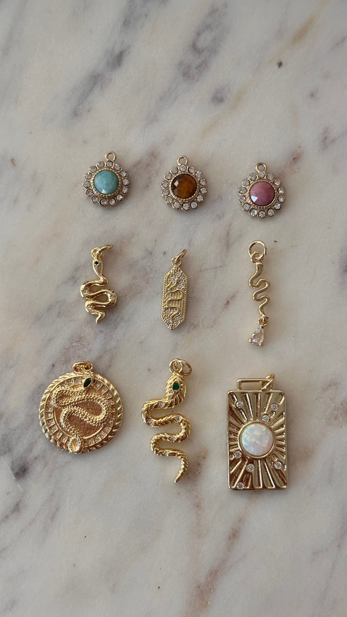 Charm Bar Snake + Stone Charms