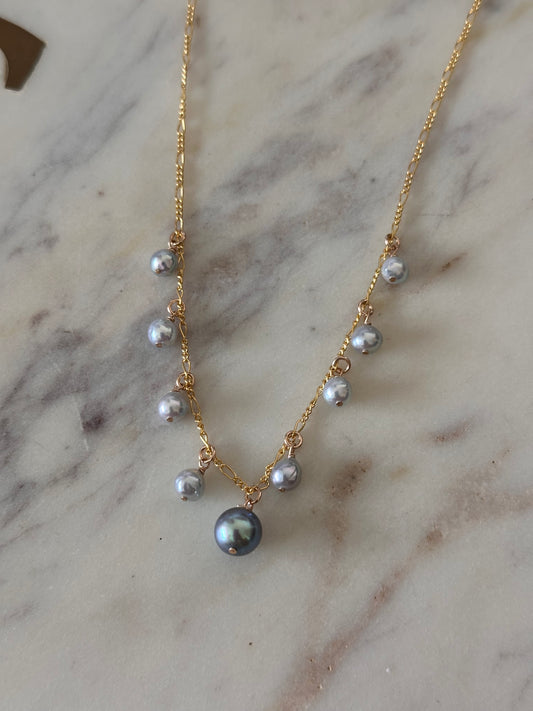 Blue Akoya necklace
