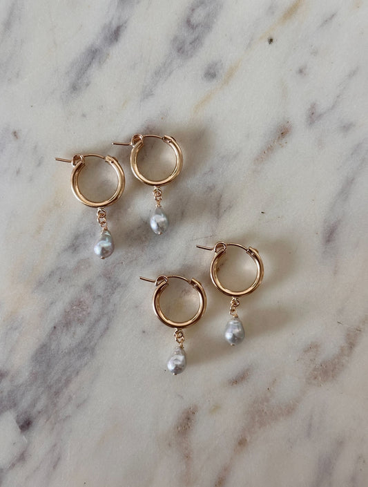 Nani Hoops Blue Akoya Pearls