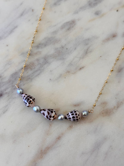 Hebrew + Blue Akoya Necklace