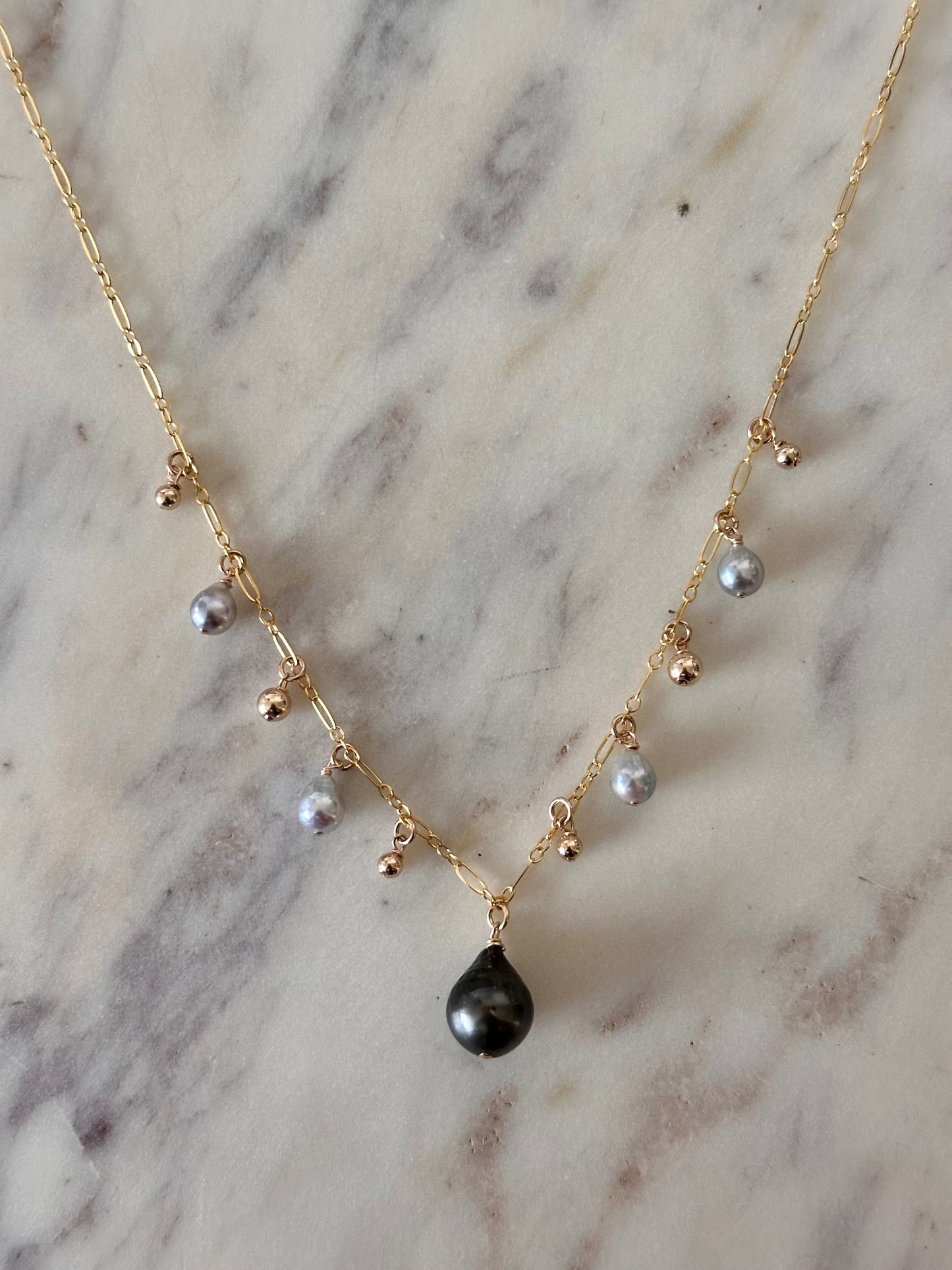 Tahitian + Blue Akoya Necklace