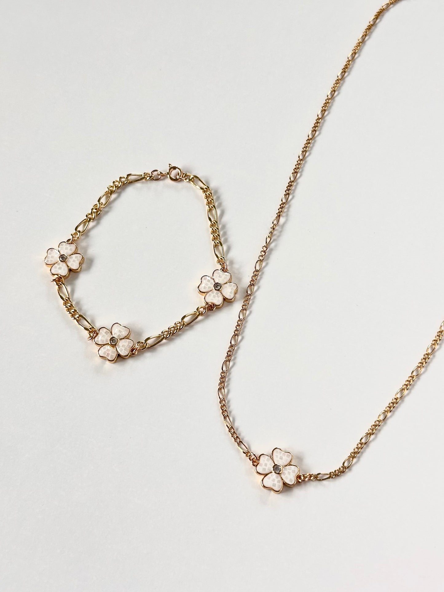 White Clover Necklace + Bracelet