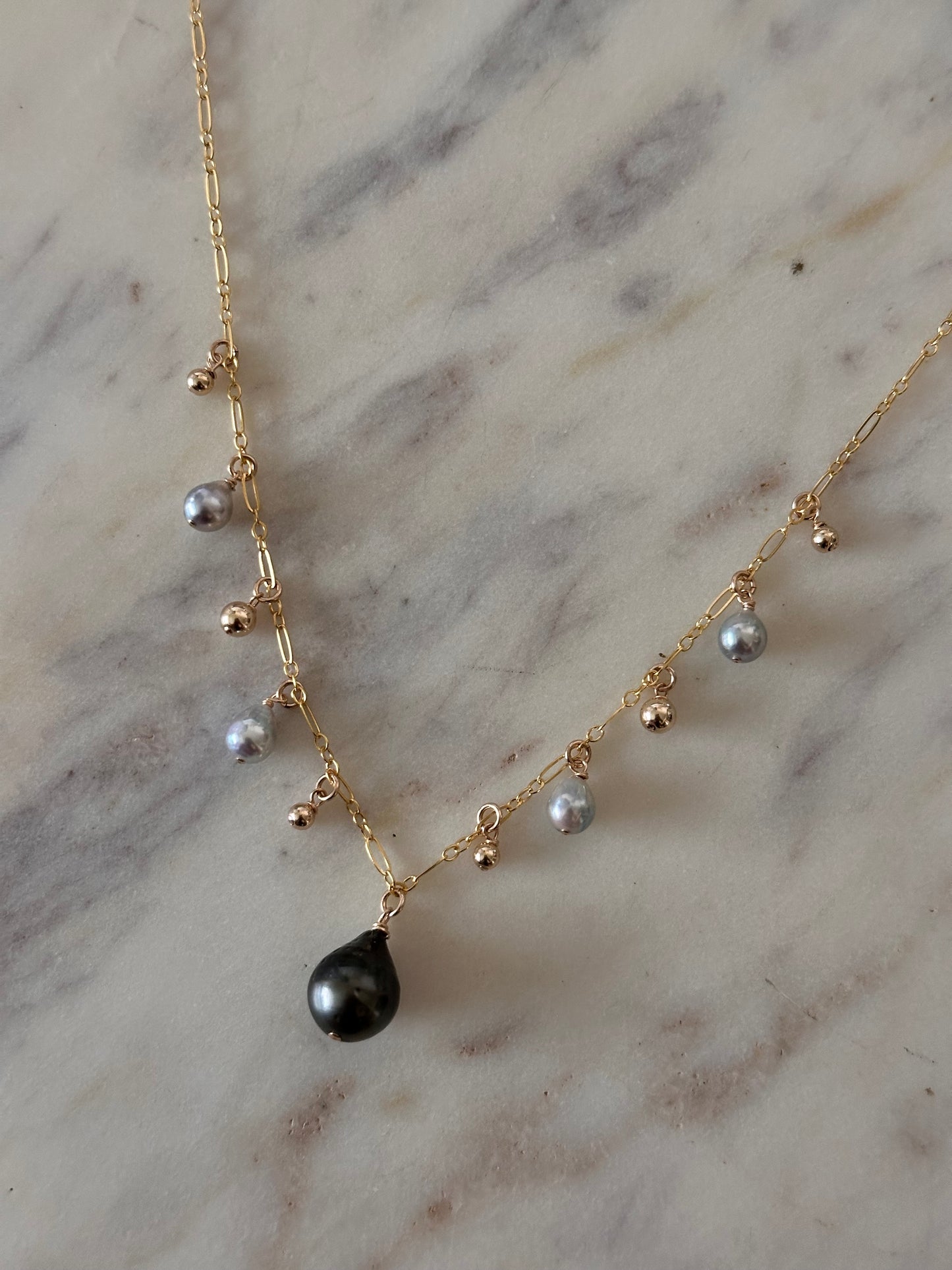 Tahitian + Blue Akoya Necklace