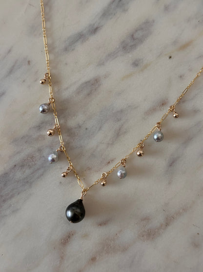 Tahitian + Blue Akoya Necklace