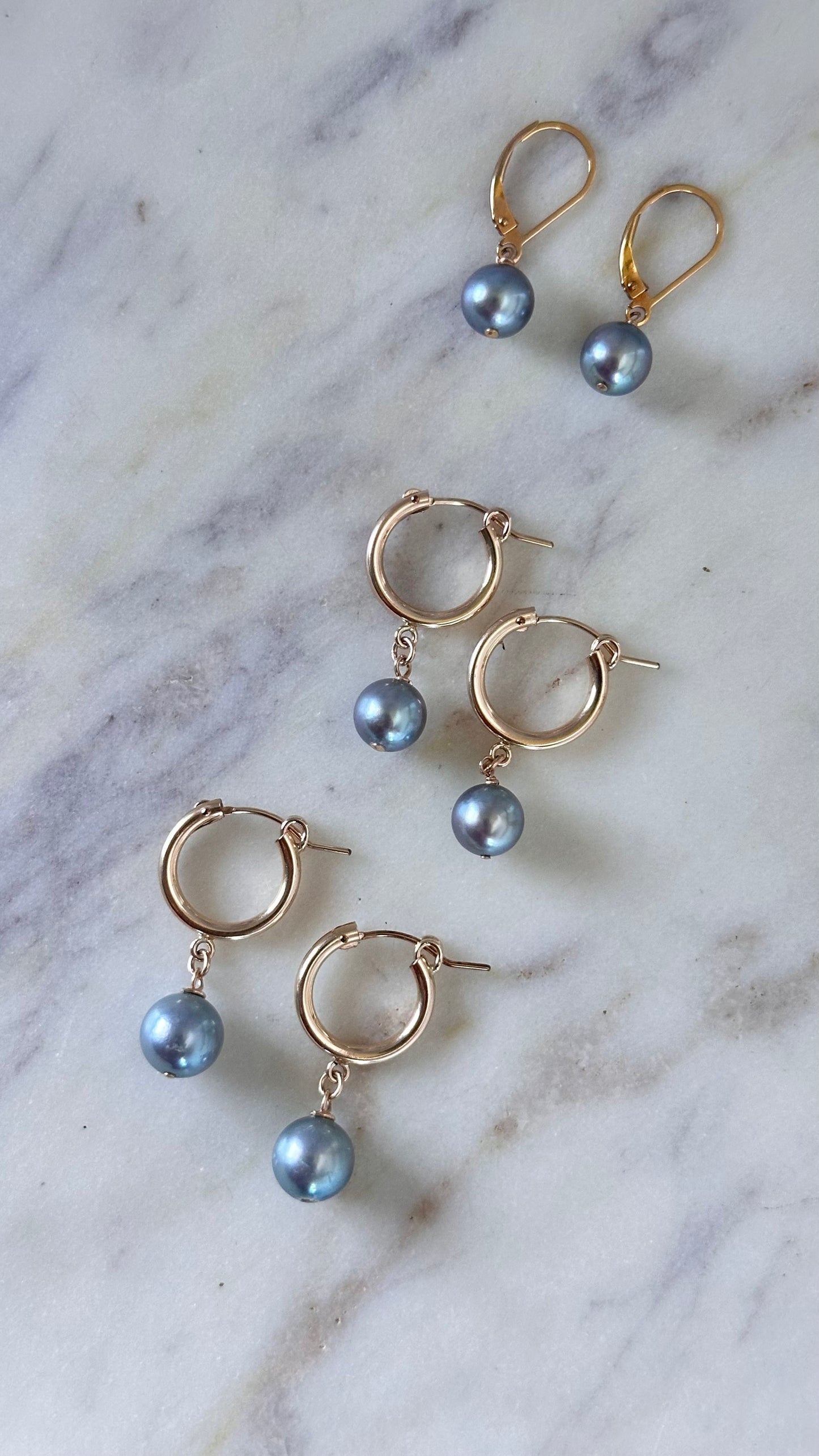 Blue Akoya Hoops