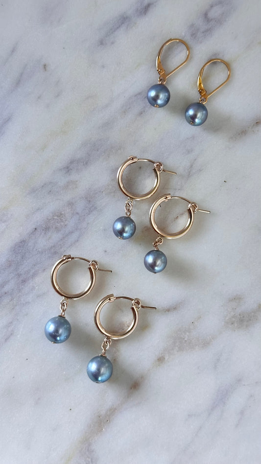 Blue Akoya Hoops