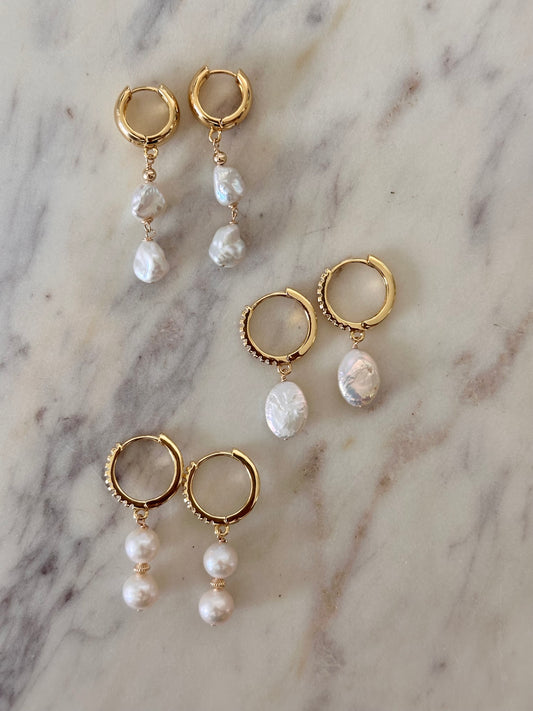 White Freshwater Pearl Hoops