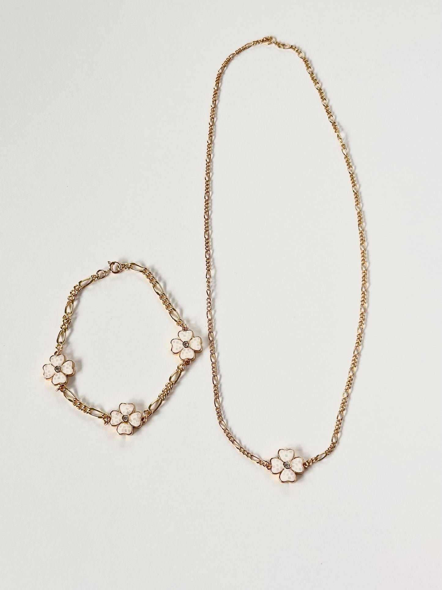 White Clover Necklace + Bracelet