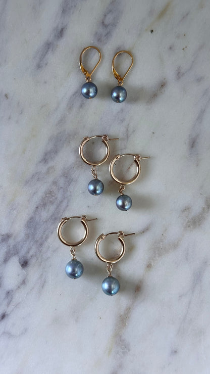 Blue Akoya Hoops
