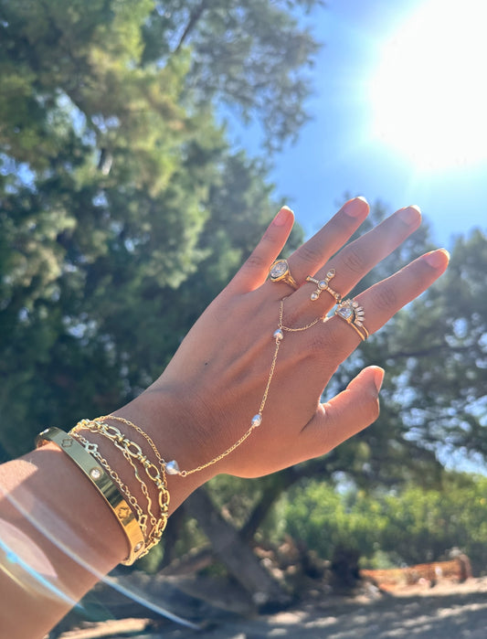 Blue Akoya Handchain