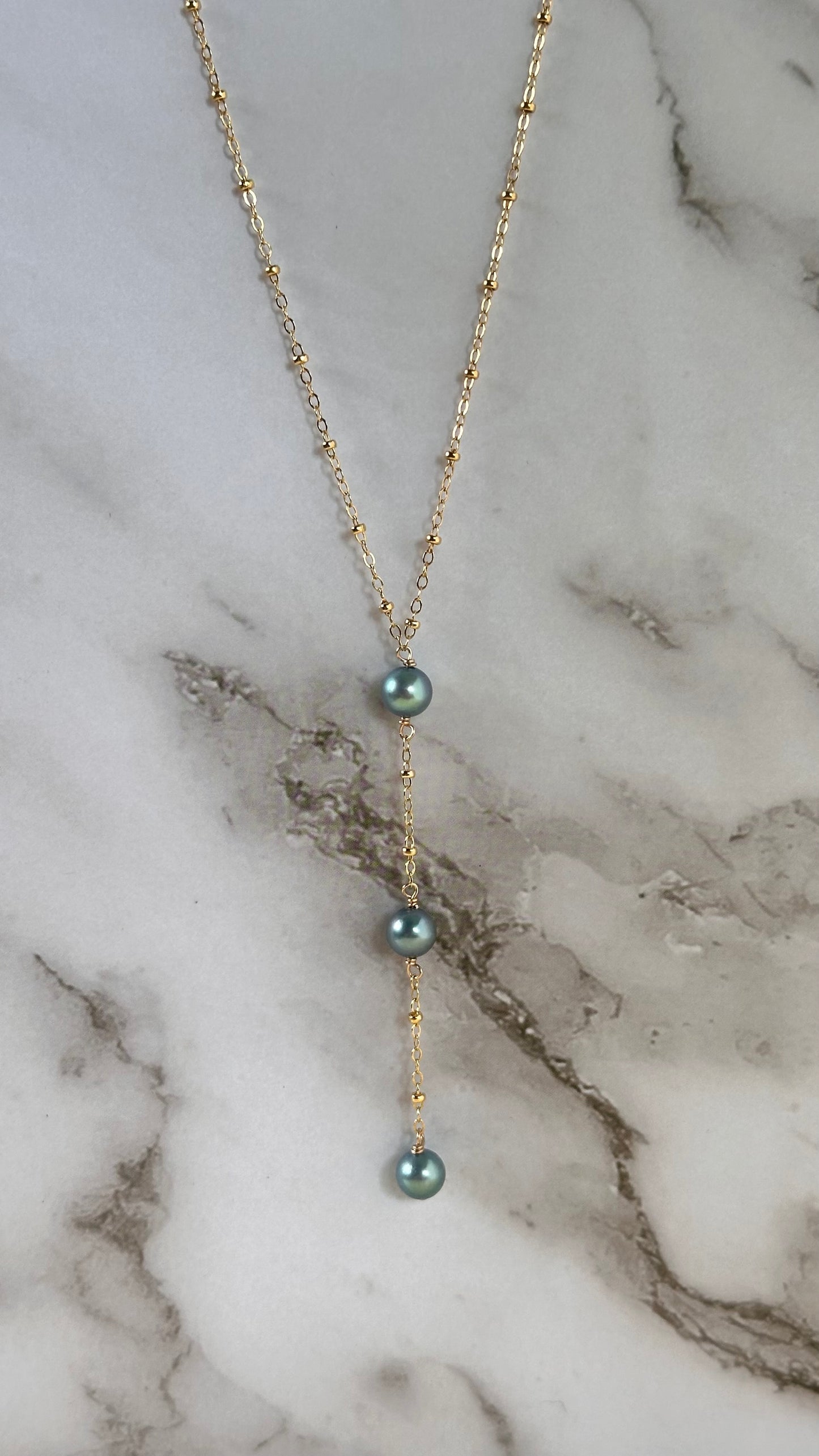 Blue Akoya Lariat