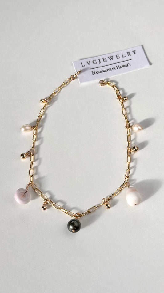 Pearl + Shell Anklet