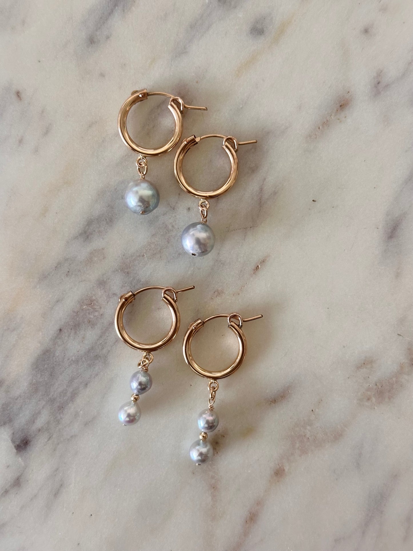 Blue Akoya Pearl Hoops