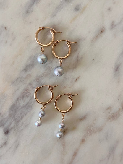 Blue Akoya Pearl Hoops