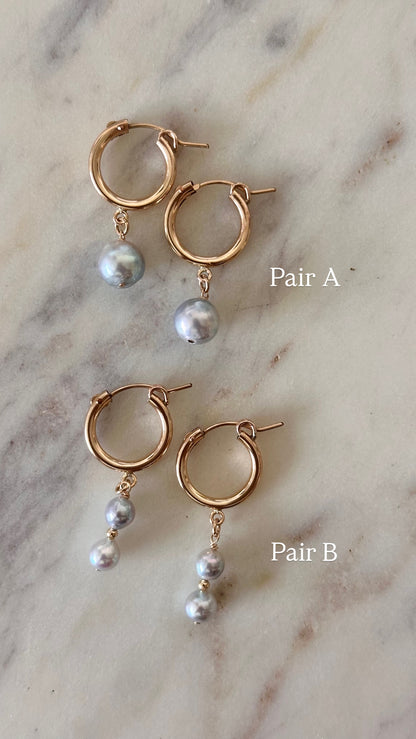 Blue Akoya Pearl Hoops