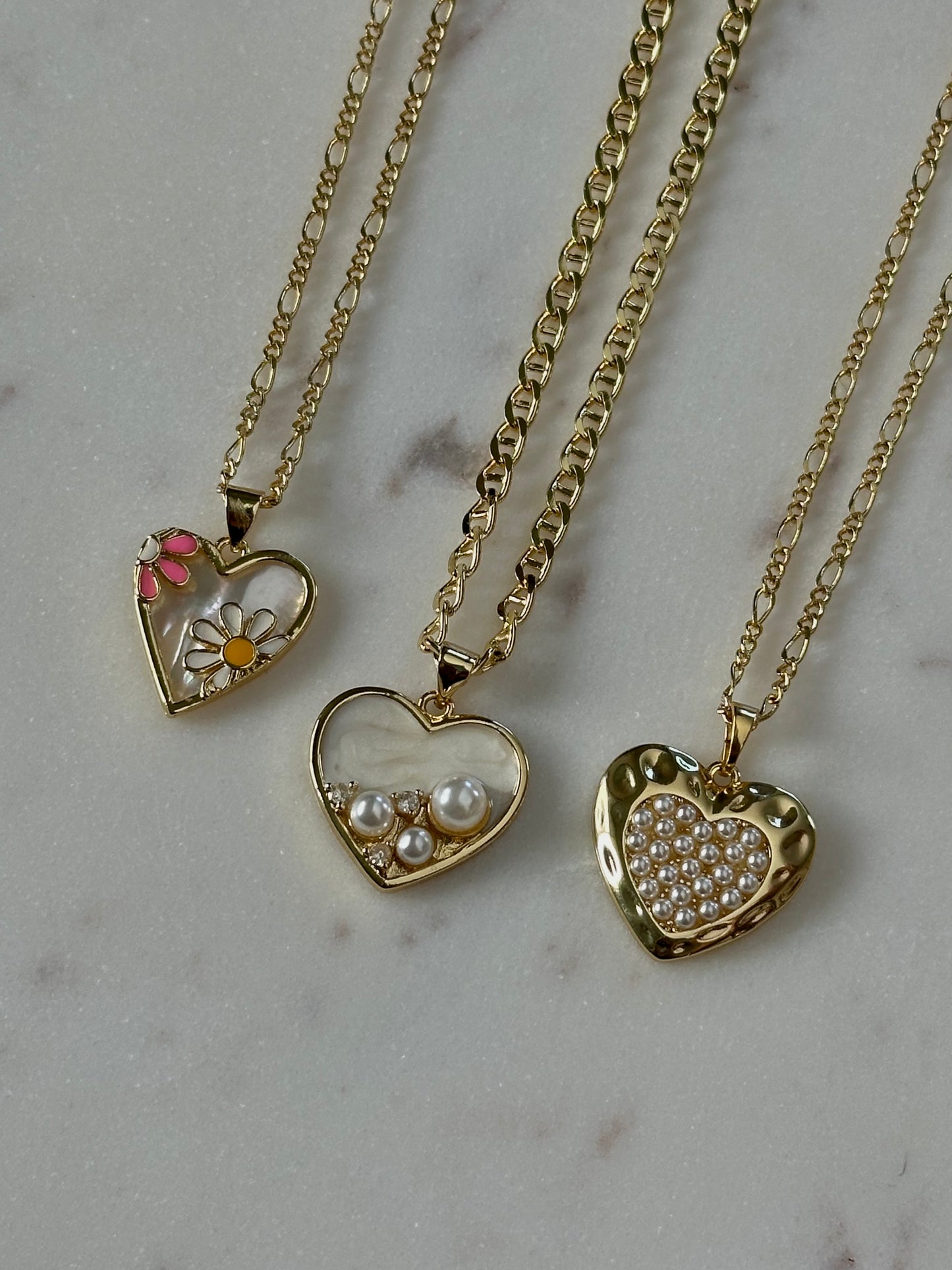 Mother of Pearl Hearts Necklace