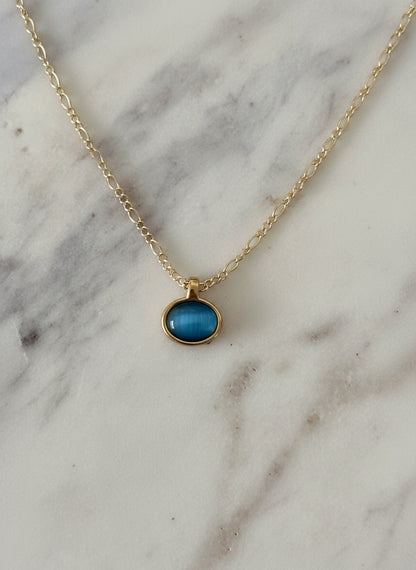 Ocean Blue Cats Eye Necklace