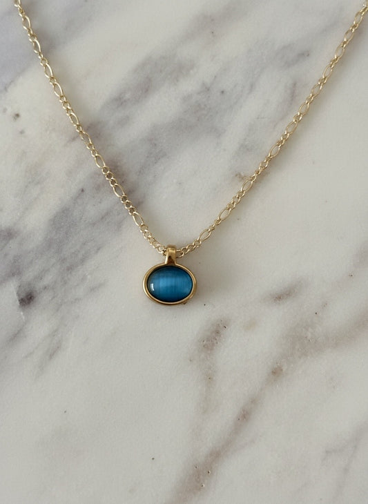 Ocean Blue Cats Eye Necklace