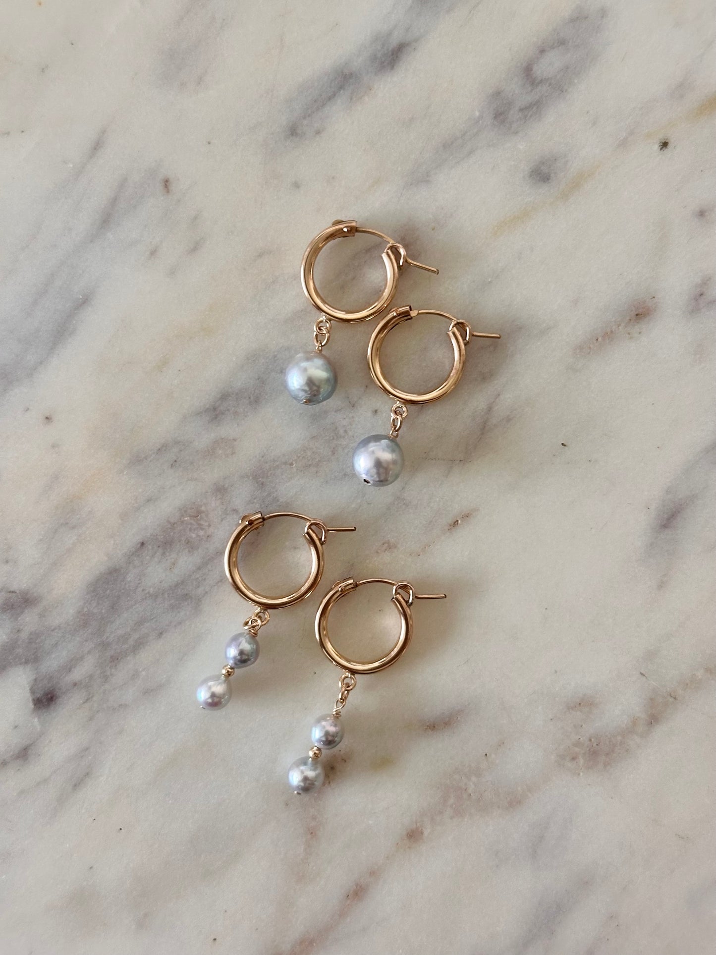 Blue Akoya Pearl Hoops