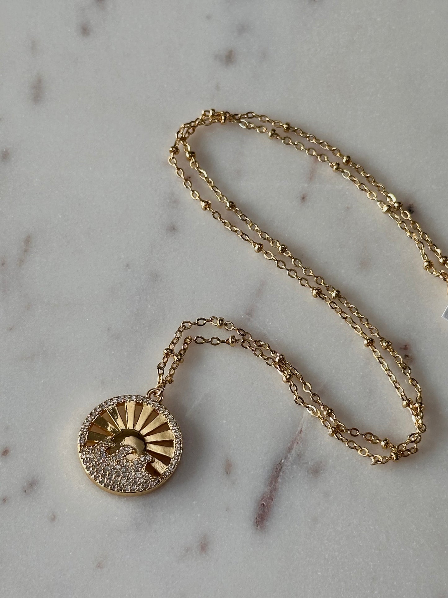 Saige Wave + Sun Necklace