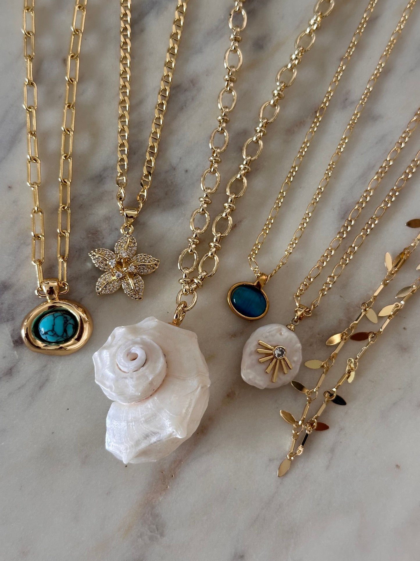 Ocean Blue Cats Eye Necklace
