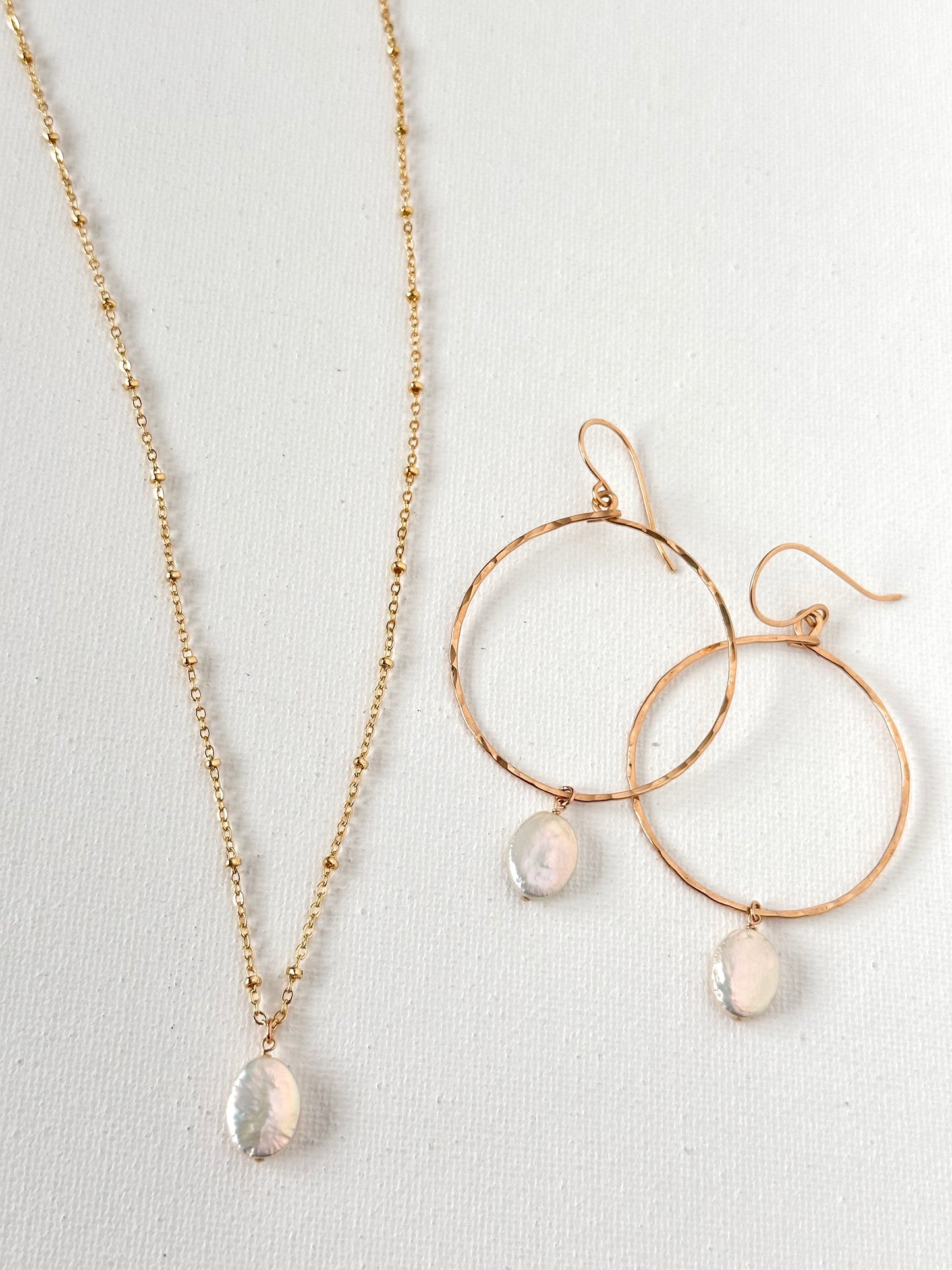 Freshwater Pearl Necklace + Hoops