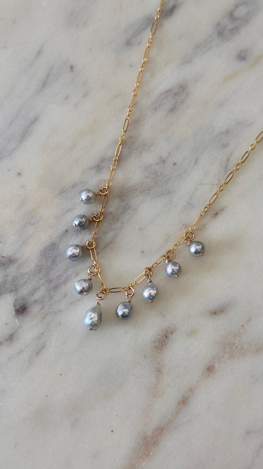 Azure Blue Akoya Necklace