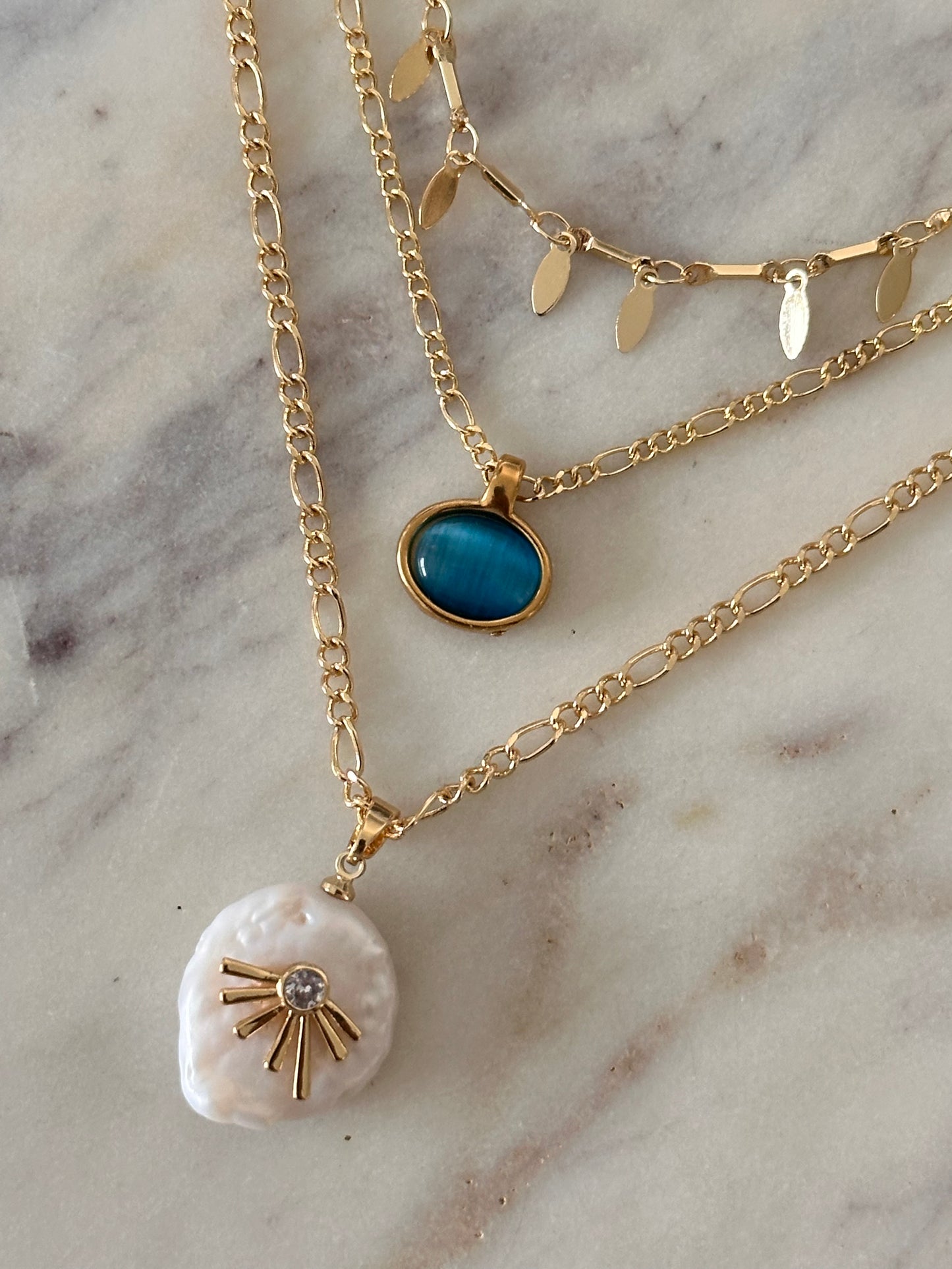 Ocean Blue Cats Eye Necklace