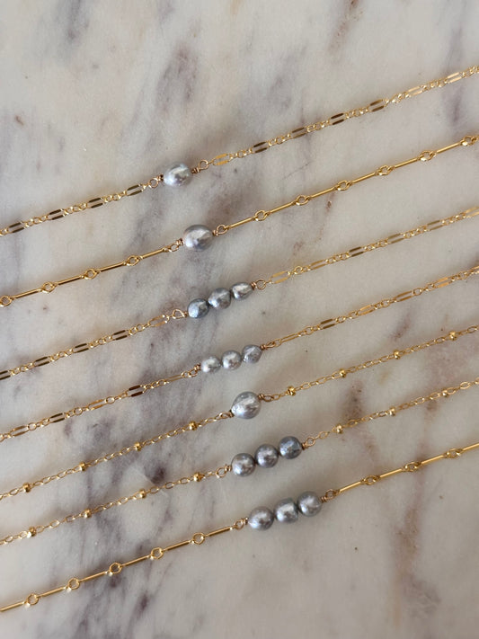 Blue Akoya Anklet